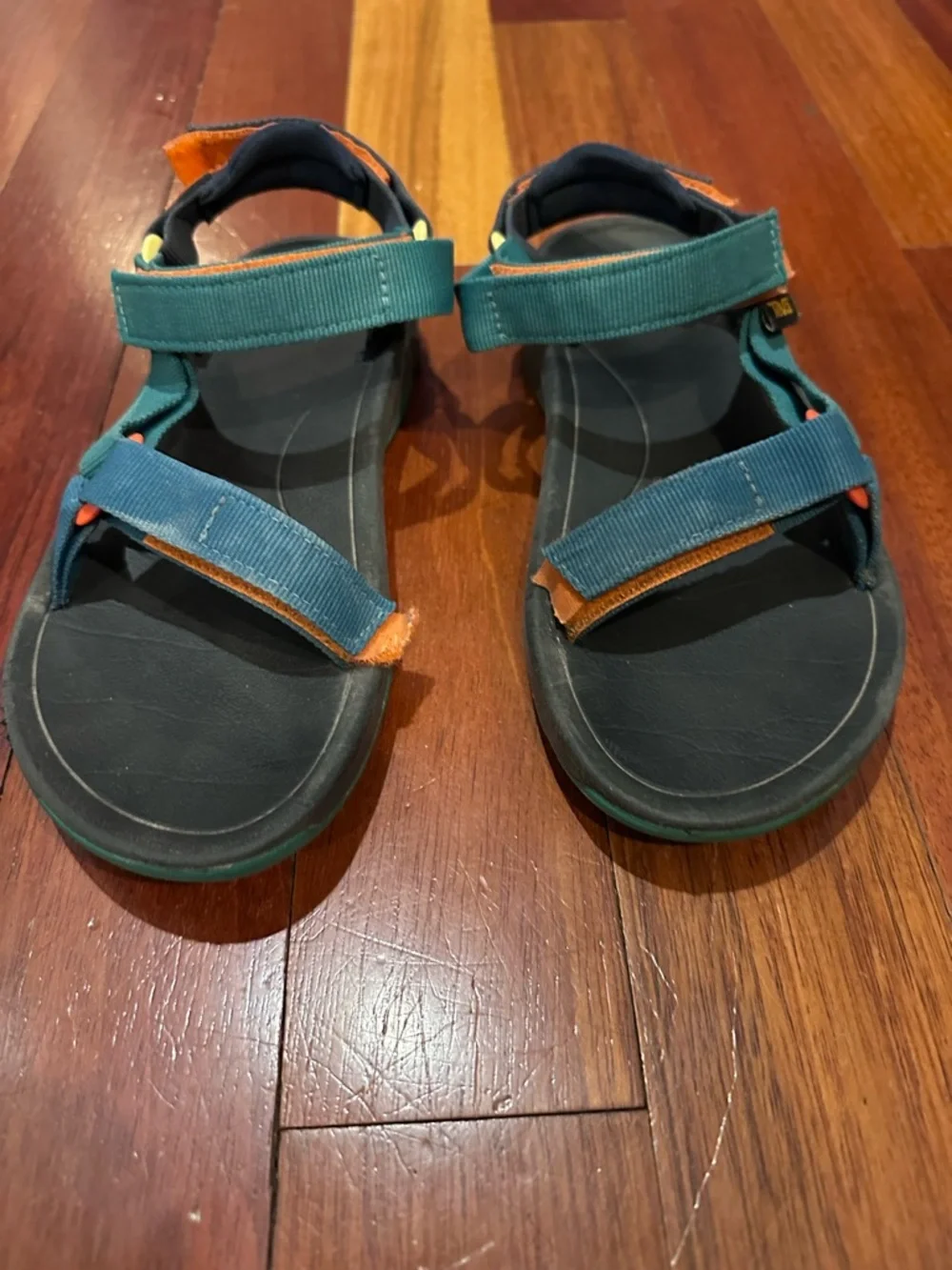 Kids Teva Teal and Orange Adjustable Outdoor Sandals